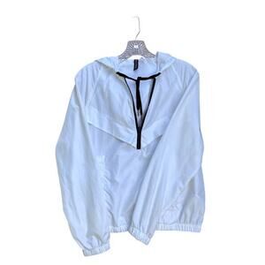 Divided White Windbreaker Pullover Kangaroo Pocket Small